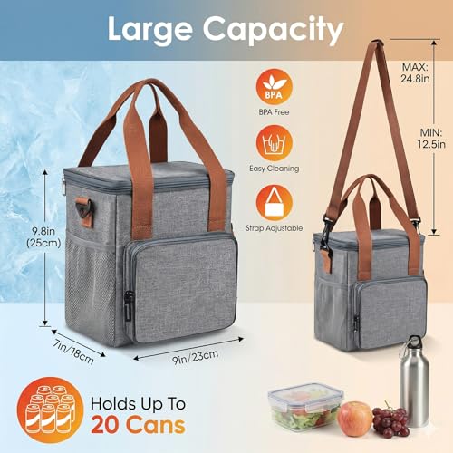 Image of SaleOn Insulated Lunch Bag for Office Men & Women | Large Tiffin Bag with Shoulder Strap | Leakproof, Water-Resistant Lunch Box Bag | Food Carry Tote for Travel & Work | 1 Year Warranty