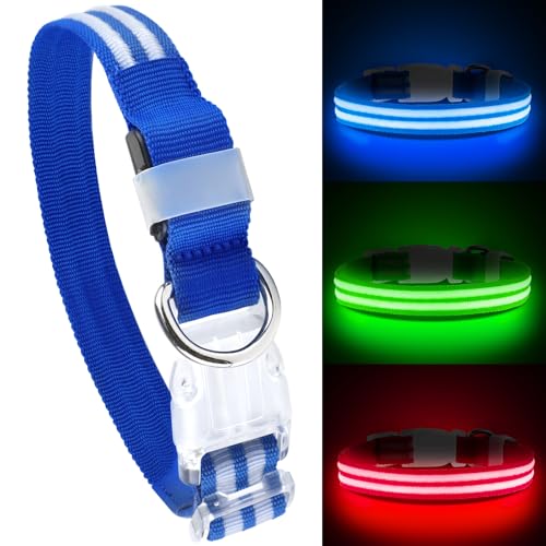 Feycig Leuchthalsband Hund USB Aufladbar - LED Hundehalsband Leuchtend Wasserdicht Leuchtendes Hunde Halsband Einstellbare für Kleine Mittlere Große Hunde, 3 Modi