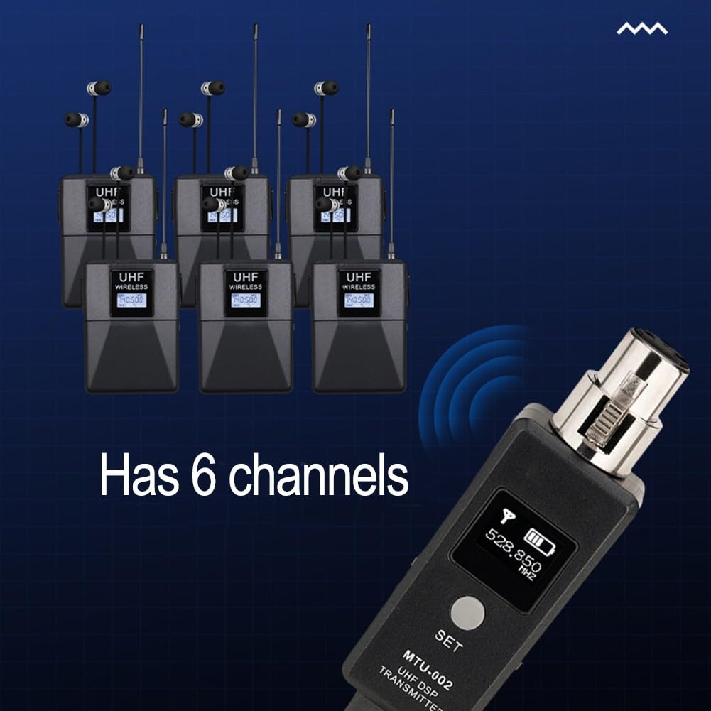ZYWUOY Sistema di microfono per monitor, monitor in-ear wireless UHF, 20 canali per prestazioni di registrazione dal vivo, per cantanti, monitoraggio