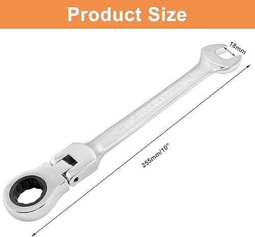 Miniatura 7 de Piutouyar Llave de trinquete de cabeza flexible de 0.315 pulgadas, llave de trinquete métrica profesional, llave combinada, caja de llave inglesa,