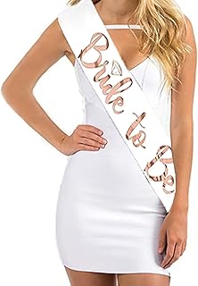 'Bride to Be' Bachelorette Party Sash Bridal Shower Rose Gold Glitter Sash with Foil - Hen Party Decorations Supplies Accessories, Wedding Engagement Party Favors Gift