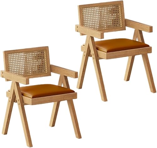 Miniatura 43 de YVYKFZD Juego de sillas de comedor de ratán, sillas de comedor de madera, sillas de cocina con respaldo tejido, sillón tapizado, silla auxiliar