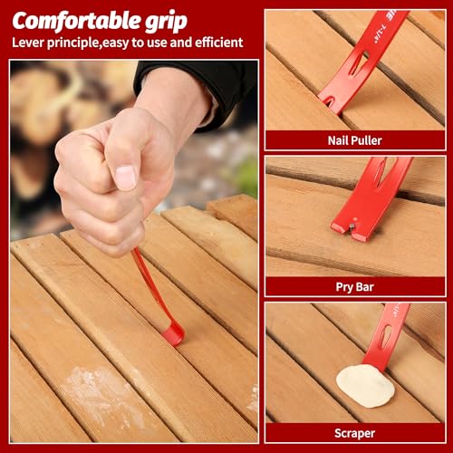 Image of TOOLEAGUE 3Pcs Mini Flat Pry Bar Set, Bee Hive Tool | 5-1 /4 inch,7-1 /4 inchSmall CrowBar,9-1 /4 inch Beekeeper Scraper with Nail Puller,Woodworking Tools