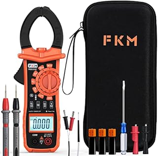 Clamp Multimeter Tester - 6000 Counts FKM True RMS Voltmeter for AC Current AC/DC Voltage Tester with Lighting System, Auto-ranging AMP Frequency Resistance, NCV Digital Clamp Meter