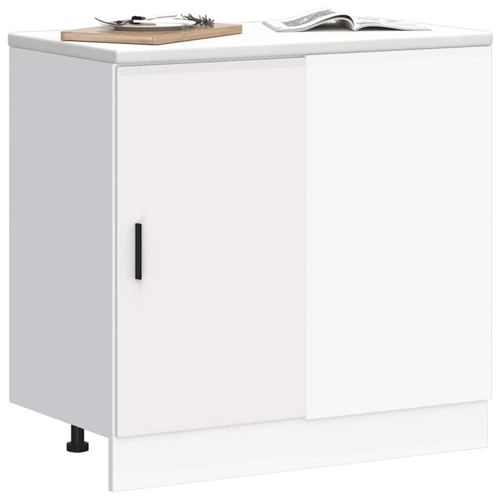 Gecheer Mobile Base Cucina con Ante e Piedini Regolabili, Bianco, 86x46x81,5 cm, Truciolato, per Cucina 854289