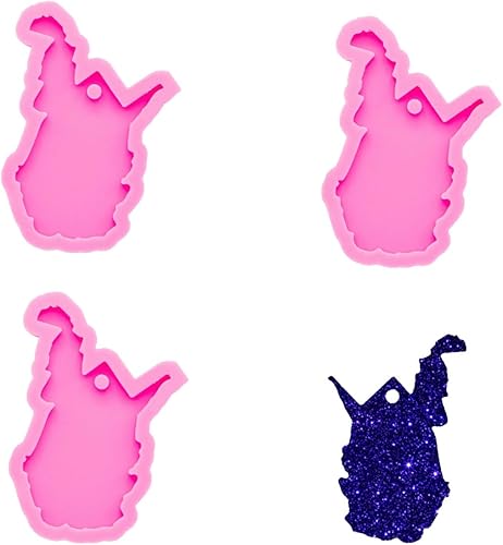 3 piezas brillantes de América West Virginia State Map Llavero molde de silicona con agujero para etiqueta de equipaje DIY, decoración de pasteles,