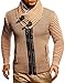 Leif Nelson Herren Strickjacke Jacke Freizeitjacke mit Schalkragen Winterjacke Slim Fit Braun Schwarz X-Large