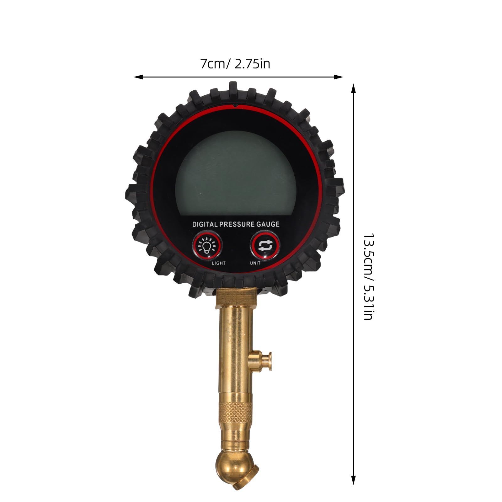 Manometro Pressione Pneumatici Digitale Nero per Veicoli a Due Ruote | Display Lcd, Formato Portatile, Corpo in Plastica con Componenti in Rame