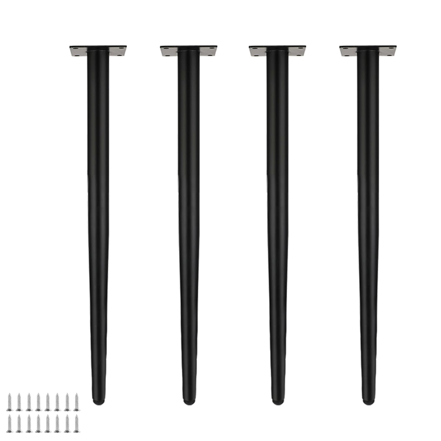 GHHVFEC Black Metal Tapered Table Legs - Steel Replacement Feet for Sofa, Chair, Cabinet, Dresser, TV Stand - Includes Screws, Durable Support for Home Furniture