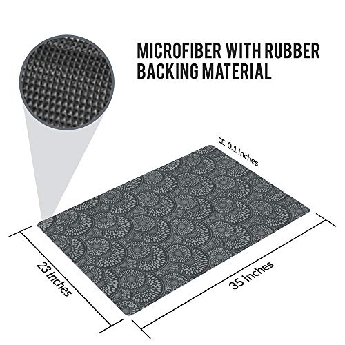 Shape28 Floor Mat Ultra-Thin Kitchen Rug With Non Slip Rubber Backing 35”X23” Grey Design 1S #TOP1