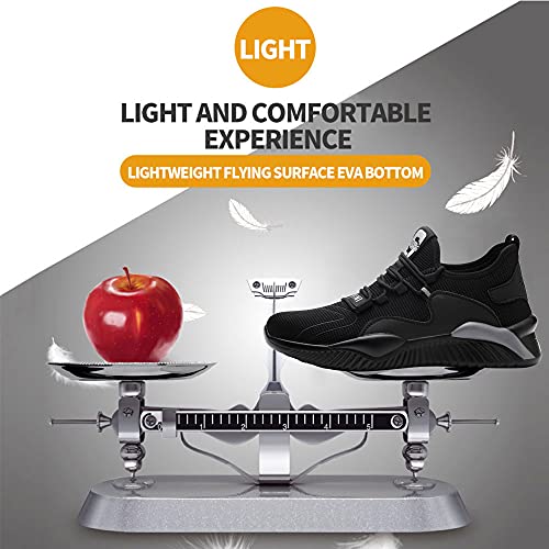 Foto von Mitudidi Arbeitsschuhe Herren Damen Sicherheitsschuhe Leicht mit Stahlkappe Stahlkappenschuhe Sportliche Schutzschuhe Atmungsaktiv rutschfest Schwarz Grau 44 EU