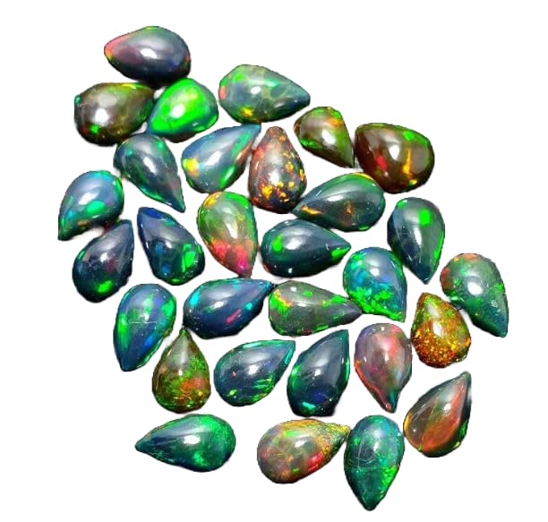 Opale éthiopienne noire multi-feu cabochon 12 x 14 mm pierre en vrac