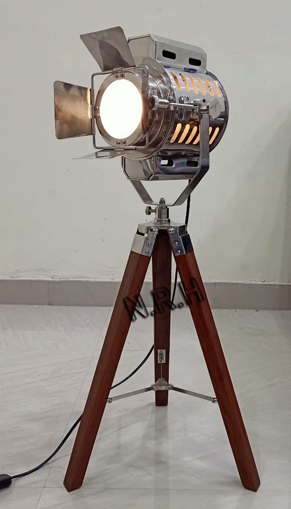Lampada da tavolo moderna treppiede altezza regolabile in legno proiettore cinema - riflettore luce di lettura in piedi per soggiorno camera da letto decorazione ufficio