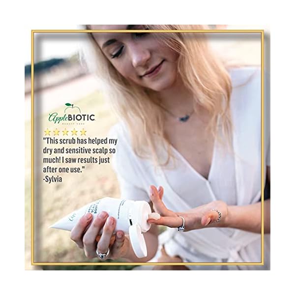 Scalp-Exfoliating-Scrub-Dry-Scalp-Treatment-Gentle-Scalp-Exfoliator-with-ACV-Moisturizes-and-Relieves-Itchy-Flaky-Skin-Hair-Scrub-Scalp-Cleanser-for-Build-Up-Healthy-Hair-Growth Applebiotic Scalp and Body Scrub - Body, Hair & Face Scrub with Sugar, Green Tea & Coconut Oil to clarify & remove product buildup, 6 oz