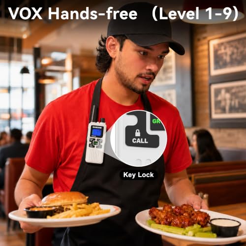 Image of SAMCOM FRS Two Way Radios Bulk Set with NOAA Group Call Alert Earpiece | 2-Watt License-free 22 channels 1250mAh battery Rechargeable USB Charging UHF Walkie Talkie for Adults Restaurant Warehouse