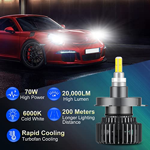 Aflifli H4 9003 Hb2 Led Headlight Bulbs 2023 Newset 4 Sides Csp Chips 360 Degree 20000Lm Super Bright White 6000K For High Beam Low Beam,Car Motorcycle Conversion Kit Ip68 Waterproof Pack Of 2 #TOP1