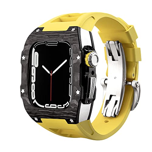 Coque luxe en fibre de carbone et titane pour Apple Watch Series 8 45mm couleur agate
