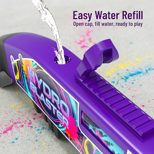 Image of Mirana Hydro Blaster - Electronic Water Toy Gun for Kids - Powerful Spray, Easy Refill & Rechargeable Battery - 2 Trigger Modes - For Pool, Beach & Outdoor Parties - For Boys & Girls 4+ Years (Purple)