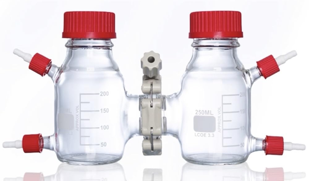 1 Stück MFC-Reaktor, H-Typ, Glas, chemische Elektrolysezelle – hochtemperaturbeständiger Elektrolysezellen-Kastenreaktor(250ml)