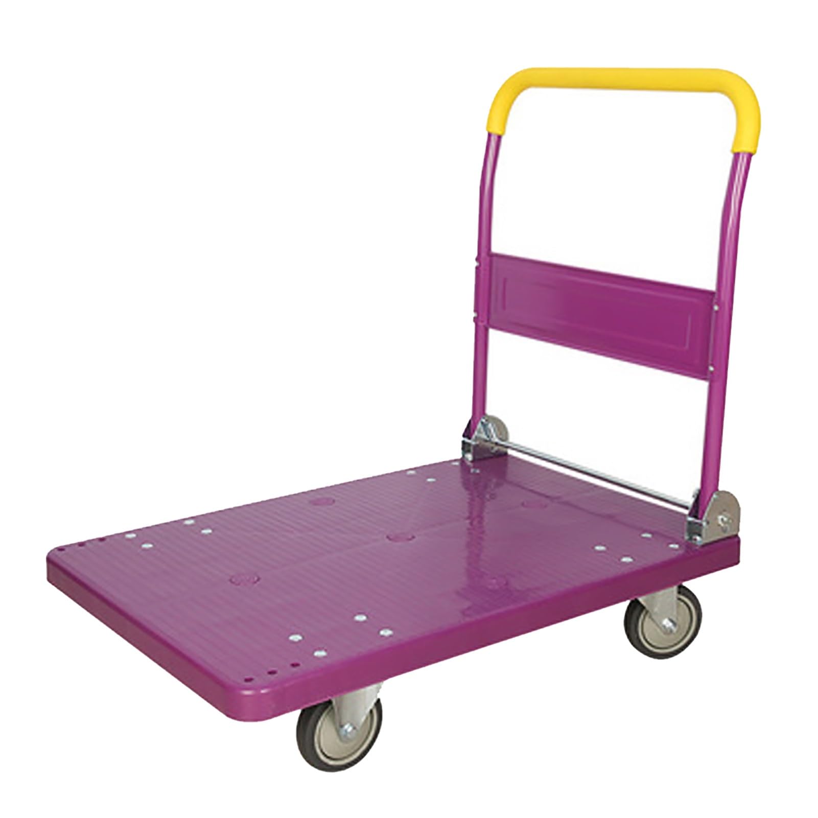 Chariot à pousser violet avec plateau de service et poignée rabattable