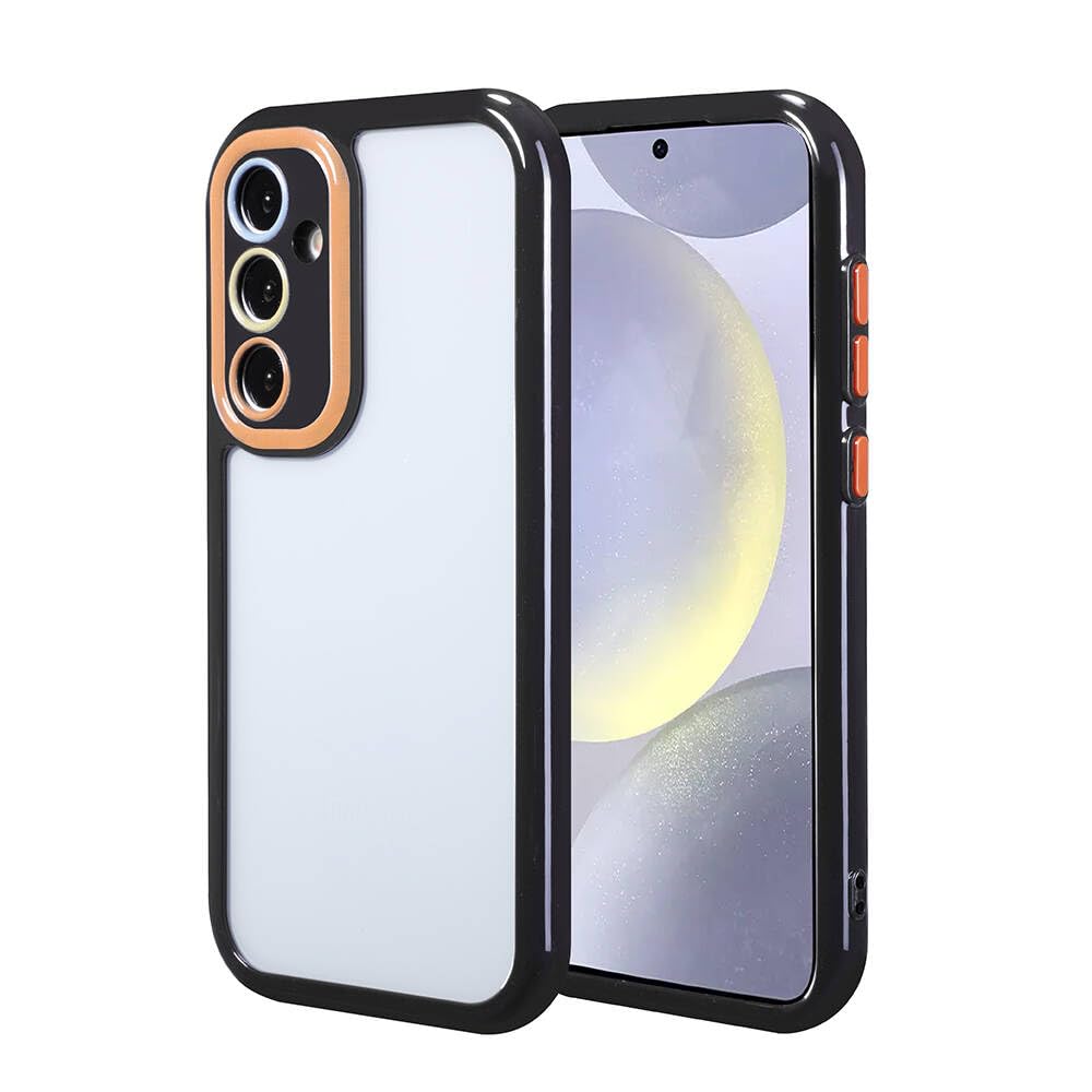 Zore Galaxy ile uyumlu S24 Kılıf Kamera Korumalı Renkli Kenar ve Çerçeve Tasarımlı Zore Vitamin Kapak Siyah