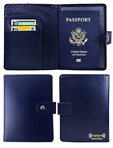 RFID Blocking Leather Passport Holder & Travel Wallet Id Card Case Cover