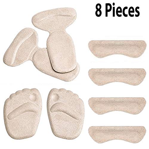 Heel Cushion Inserts - (8 pcs) Heel Grips, Ball of Foot Cushions, Non Slip Shoe Insoles, High Heel Liner, Great for Women Heels and Pumps, Blister Prevention, Improve Shoes That are Too Big