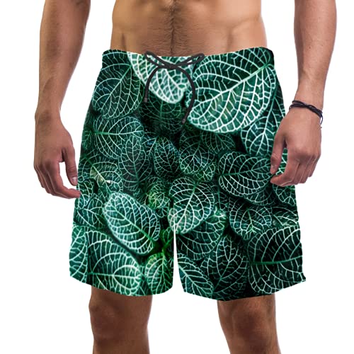 Bañador para hombre Abenily con estampado de hojas verdes y cintura elástica