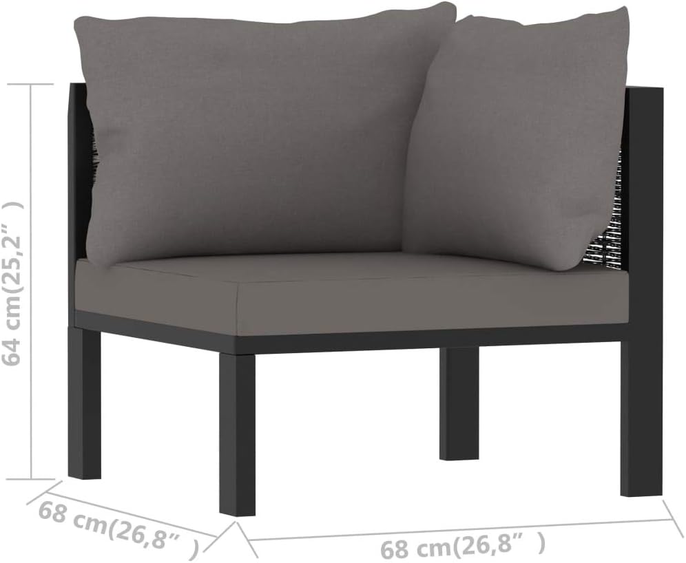 Sectional Corner Sofa with Left Armrest,Outdoor Furniture,All-Weather,for Garden, Backyard, Poolside,Poly Rattan Anthracite