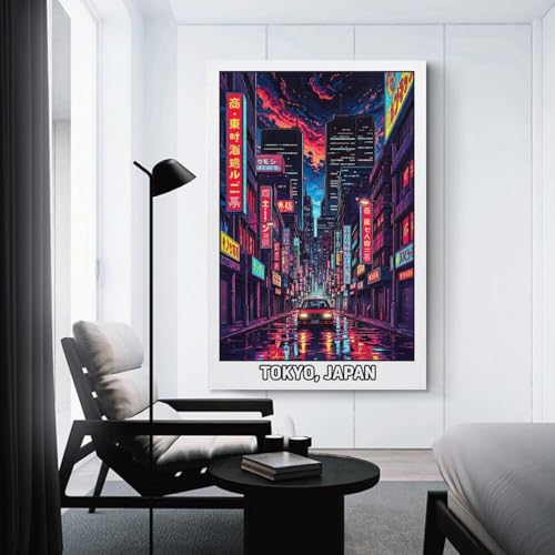 sinyumoney Cyberpunk Tokyo Street Scene Lienzos Impresos Obras De Arte Impresiones Artísticas Para Paredes Para Sala De Estar Dormitorio Cuadros 12x18inch(30x45cm)