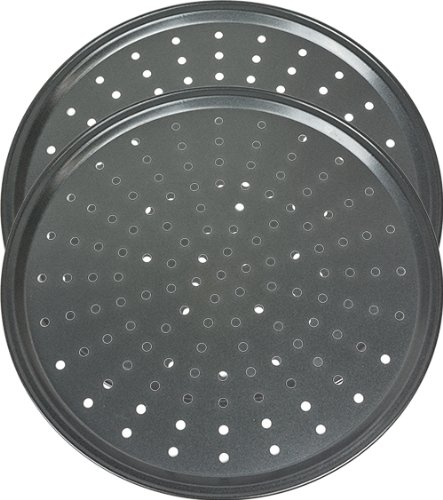 Set of 2 Carbon Steel Non-Stick Pizza Crisper Trays