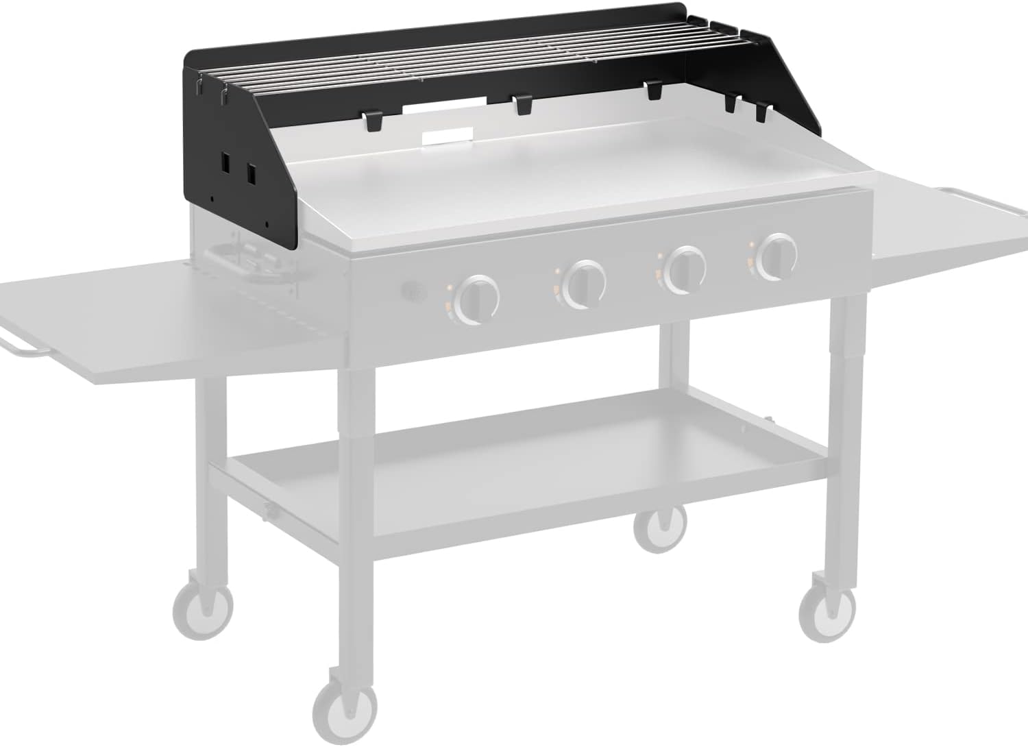 BBQPLUS Griddle Wind Guard/Wind Screen and Griddle Warming Rack for
