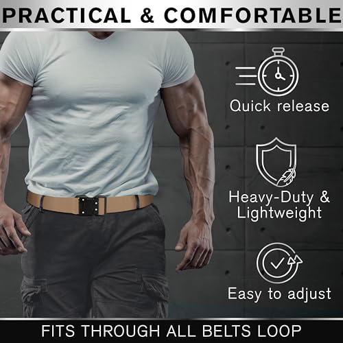 TECEUM Belt – Coyote B6 L – Heavy-Duty, Work, Hiking, Rigger, EDC Men’s Belts – Quick-Release – Nylon Web4