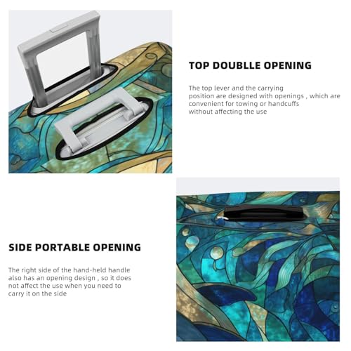 Stained Glass Dolphin Elastic Travel Luggage Covers Dustproof Scratch-Resistant Suitcase Protector Fit 22-24 Inch3