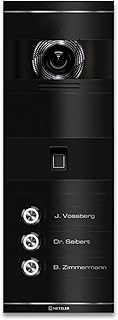 Metzler VDM10 2.0 Video Sprechanlage mit Kamera, Fingerprint, Smartphone App, SIP, LAN PoE, integrierte Türöffner Stromversorgung, Türsprechanlage für 3 Familienhaus, RAL9005 Tiefschwarz, Niko