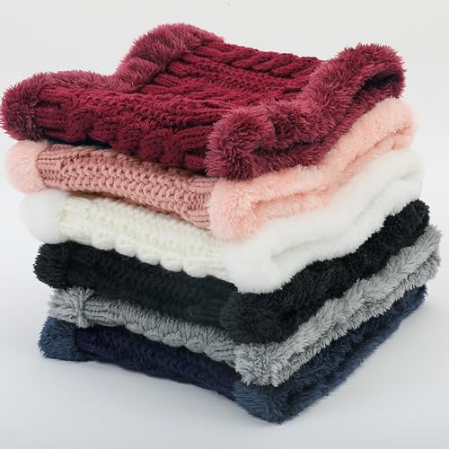 HGps8w Women's Fleece Lined Winter Neck Gaiters - Cable Knit Double-Layer Thick Warm Thermal Infinity Scarf Neck Warmers4