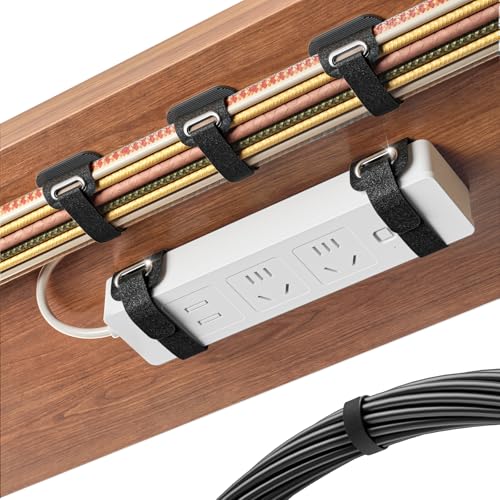 Cable Management Under Desk Enhanced Cable Tidy Organizer for Large Cable Bundle All Power Strip Compatible Reusable Cord Organizer with Tight and Lock Design Home Office Essentials 8 Pair