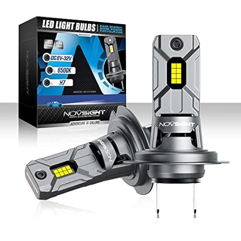 NOVSIGHT H7 Automotive Car LED Fanless Headlight Bulbs Canbus 60W 12000LM Extreme Brightness Xenon White 6500k Cover