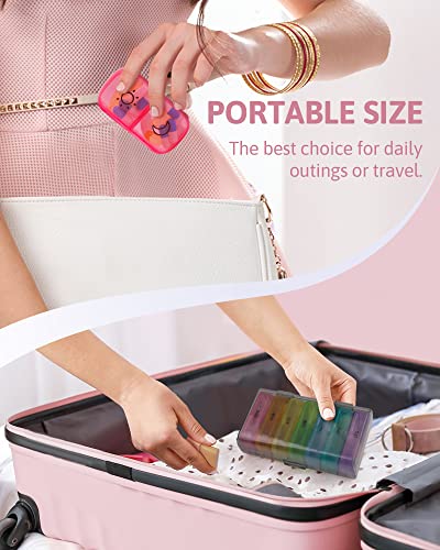 Image of Weekly Pill Organizer 2 Times a Day with Same-Side Large Opening for Easy Filling & Retrieving, Color Tracking 7 Day AM PM Pill Box with BPA Free Pill Case for Vitamins,Fish Oils（Black