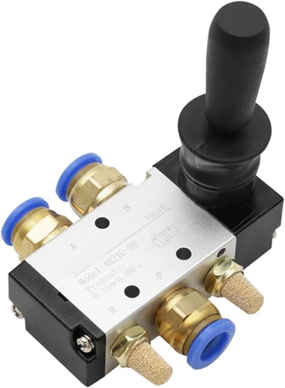 Laize-手動操作バルブ,2ポジション,3 5ポート,プッシュプル,3/2 5/2ウェイ,4h210-08 - AliExpress 4H210-08 5/2ウェイハンドレバー操作コントロール空気圧マニュアルバルブ、マフラーサイレンサーとクイックフィッティング選択(