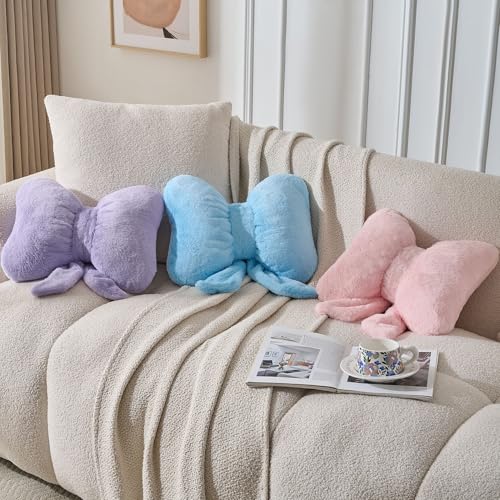 Image of Bow Pillow Throw Pillows Butterfly Shaped Decorative Cute Pillows for Bed Sofa Cute Home Decorr,Purple 10 * 8inch