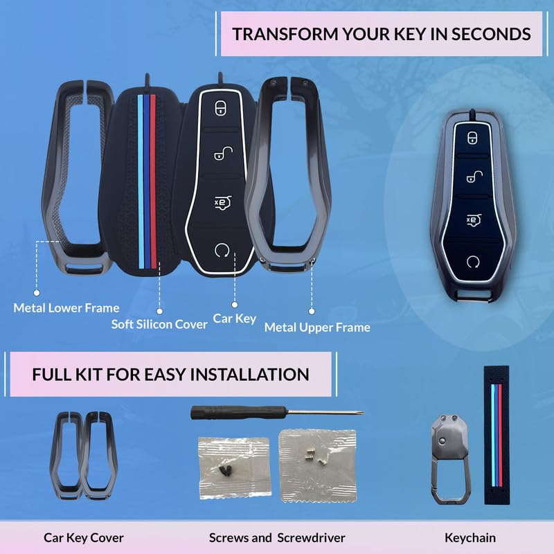 Image of NEODRIFT 'KeyShield' Car Key Cover for BYD Atto-3 (Shape 1, 04 Buttons) (Durable, Stylish, and 360 Protection)