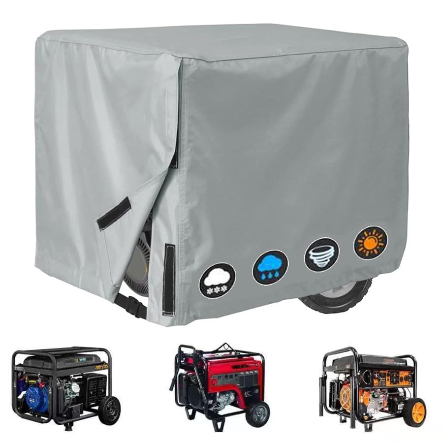 YHPYLJC Generator Cover for Champion Power Equipment 9375/7500 9375W-7500W 420D Heavy Duty Watertight Outdoor Portable Generator Cover Windproof All Weather Protection Grey