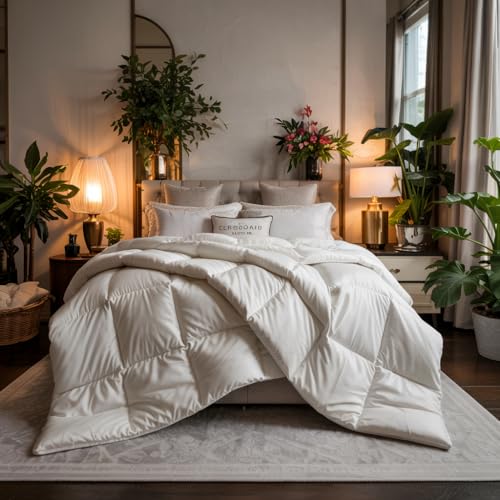 Image of Earthlycozy 500 GSM Premium Comforter - All-Season Down-Alternative, Lightweight, Breathable, Hypoallergenic and Machine Washable (White, Single)