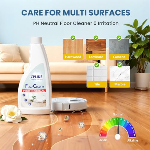 Image of CPLIKE Floor Cleaning Solution for Roborock QV 35A, Qrevo S5V, Q7 M5, Q10 S5, Saros 10, Saros 20, CurvX, F25, and All Robot Vacuums with Mopping, Tea Tree Scent, Residue & Streak Free