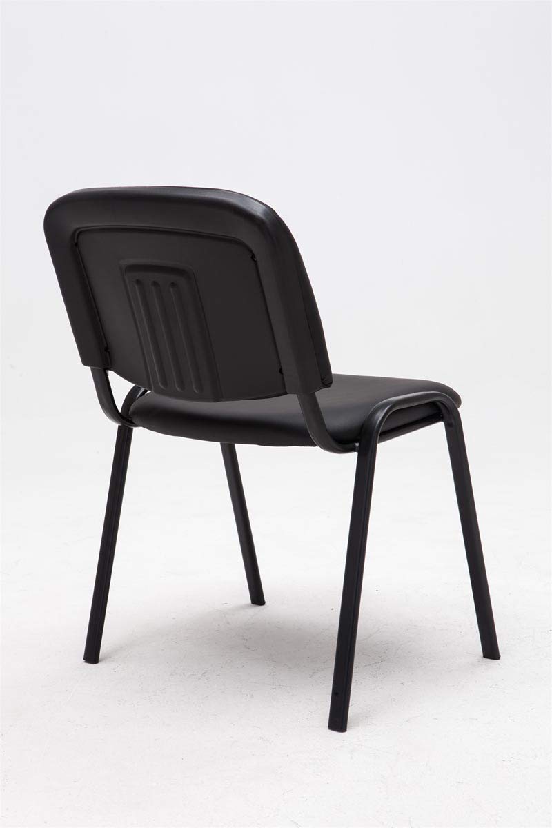 CLP Silla de Visitas Ken en Cuero Sintético I Silla de Conferencias Apilable I Silla de Reuniones Capacidad máx. 120 kg I Color:, Color:Negro