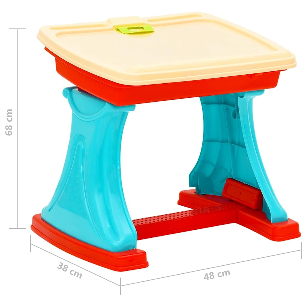 Mangloder - Scrivania per bambini, regolabile, multicolore, con vano portaoggetti, sgabello incluso, pieghevole, adatto per giochi creativi e apprendimento nella cameretta dei bambini, stimola
