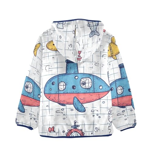 Submarine Doodle Girls Fleece Jacket Girls Fall Jacket Girls Zip Up Hoodie Girls Sherpa Jacket 2-10T2