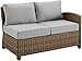 Crosley Furniture KO70015WB-GY Bradenton Outdoor Wicker Sectional Right Side Loveseat, Weathered Brown with Gray Cushions
