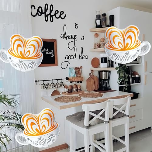 3Pcs Coffee Latte Balloons/Coffee Baby Shower Decorations/Coffe Birthday I Love You A Latte/Coffe-e Lovers Bar Table Decorations/Brunch Party Balloons/Bakery Pancakes Party Decor by CYMYLAR - Used condition - Image 7